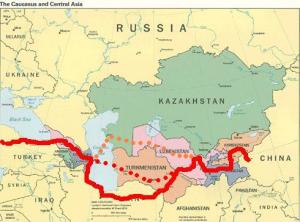 Route through Central Asia