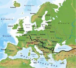 Planned approximate route through Europe